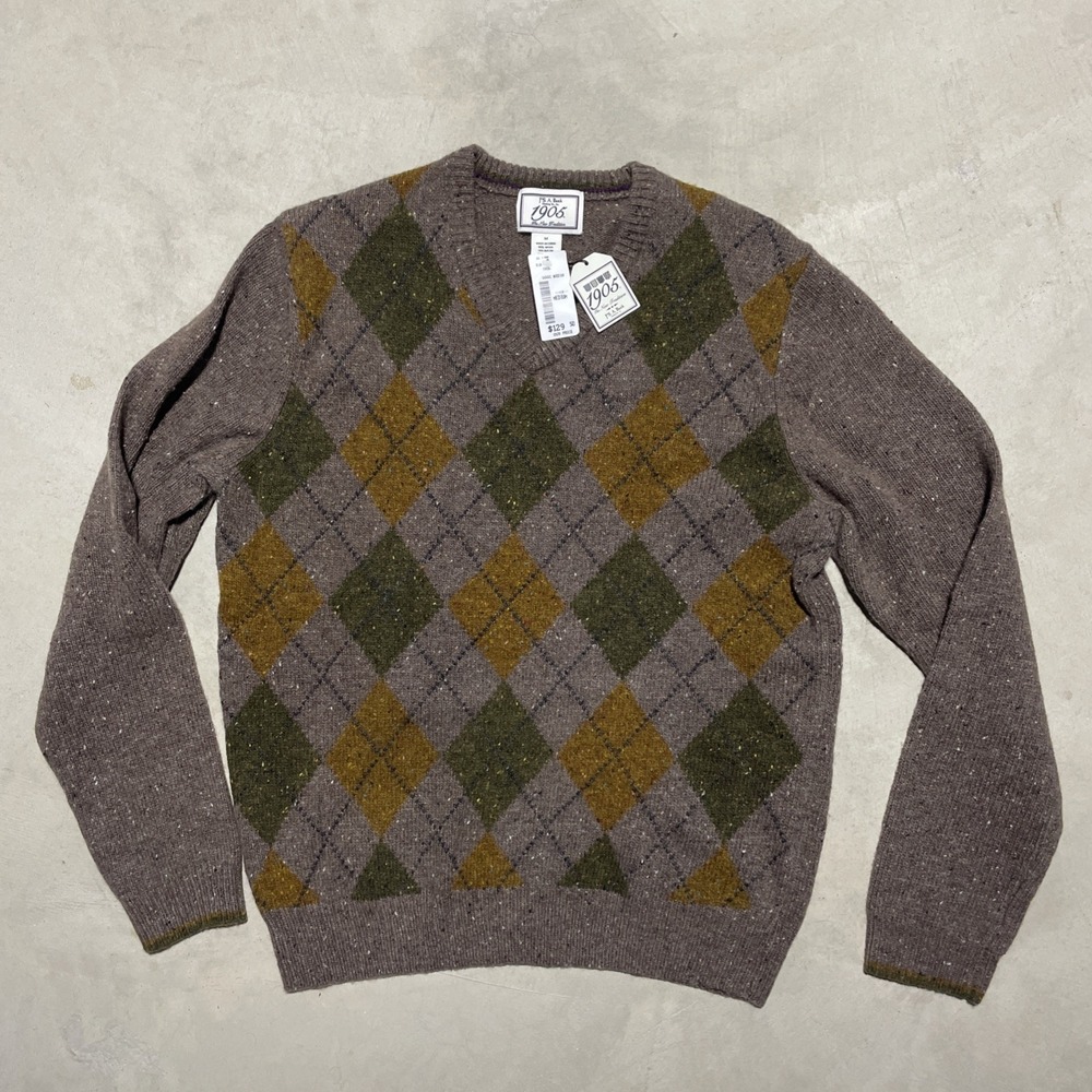 NWT $130 Jos A Bank Reserve Sweater Men's SZ M V Neck Pullover 80% Wool Blend